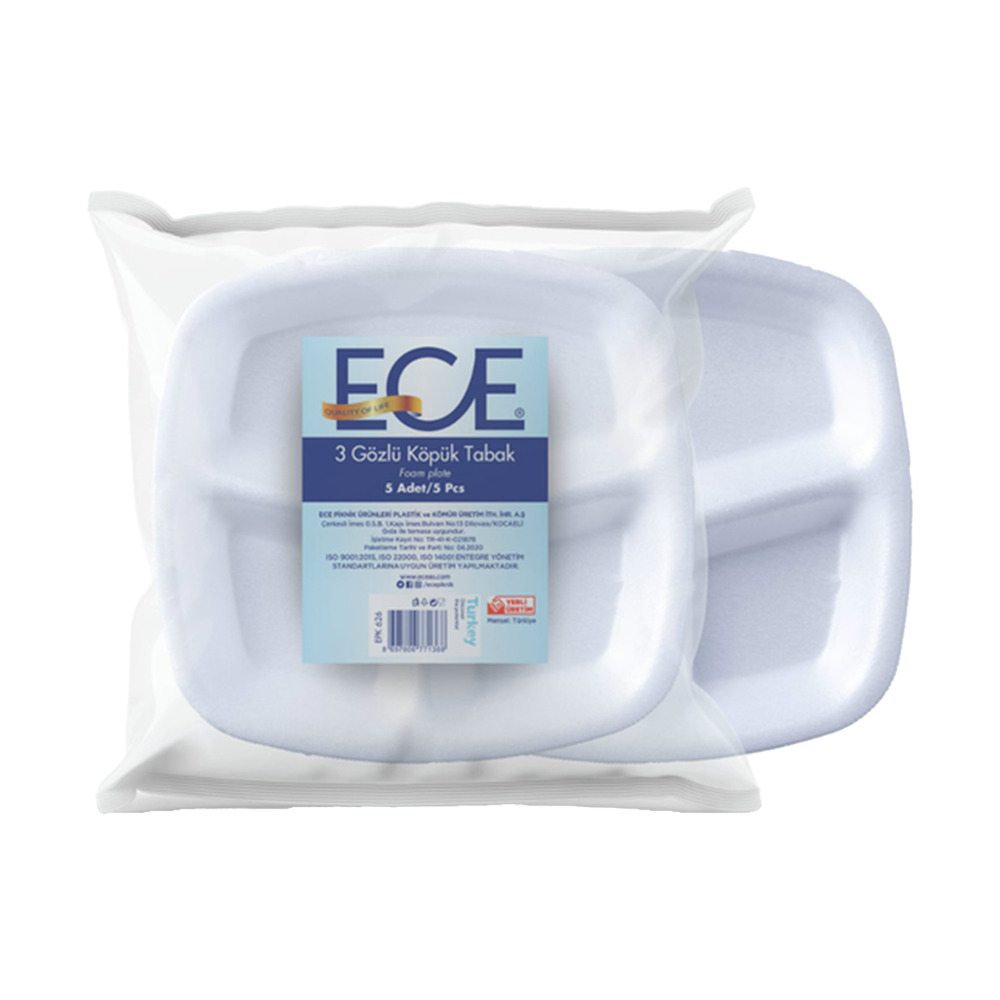 Ece 3 Gözlü Köpük Tabak 5 Li