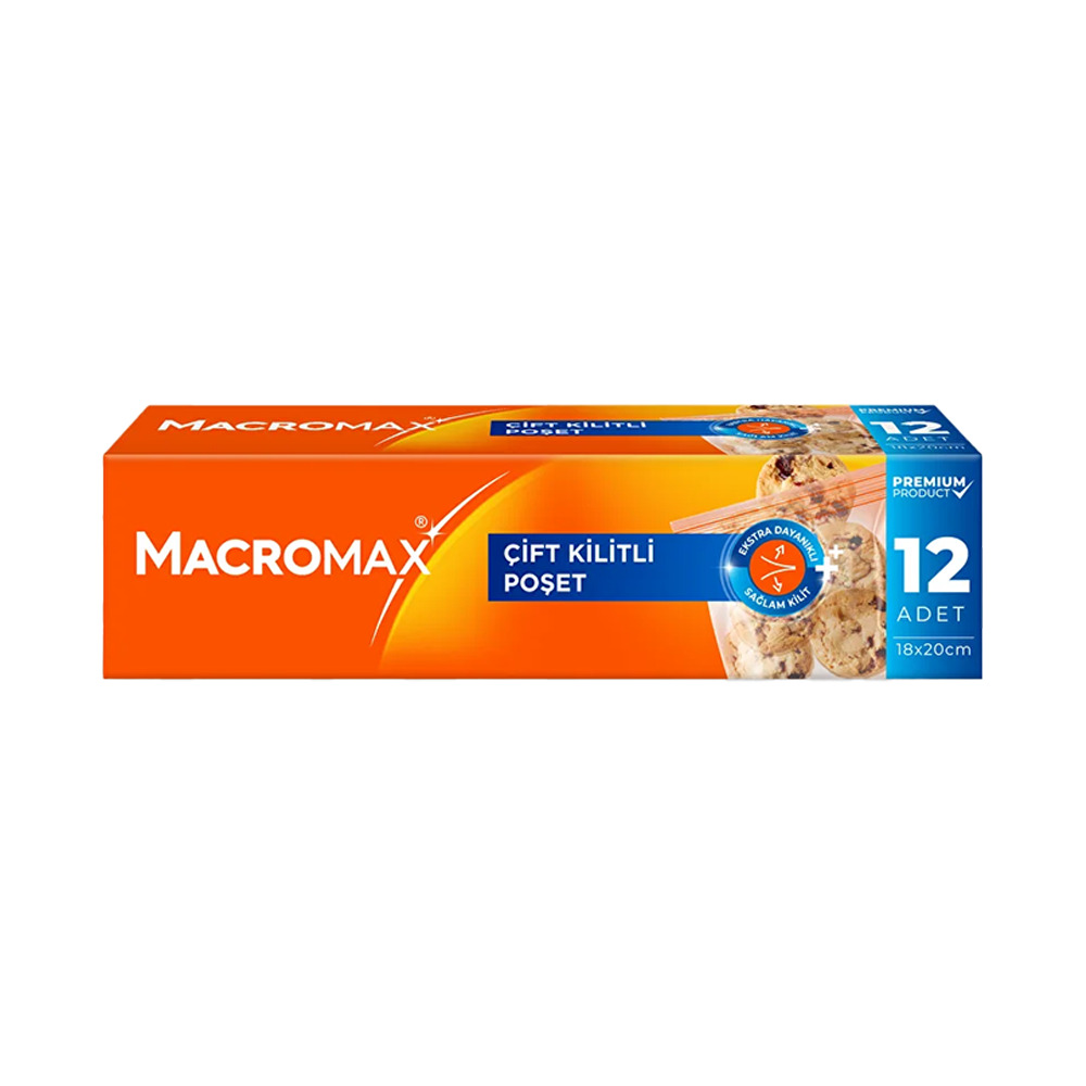 Macromax Çift Kilitli Buzdolabı Poşeti 12'Li