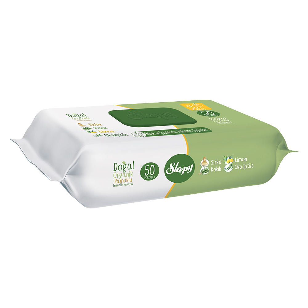 Sleepy Islak Havlu Doğal Organik 50 Li Sirke Limon  Kekik  Okaliptüs